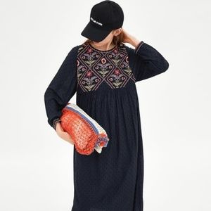 Zara Embroidered Dotted Mesh Dress